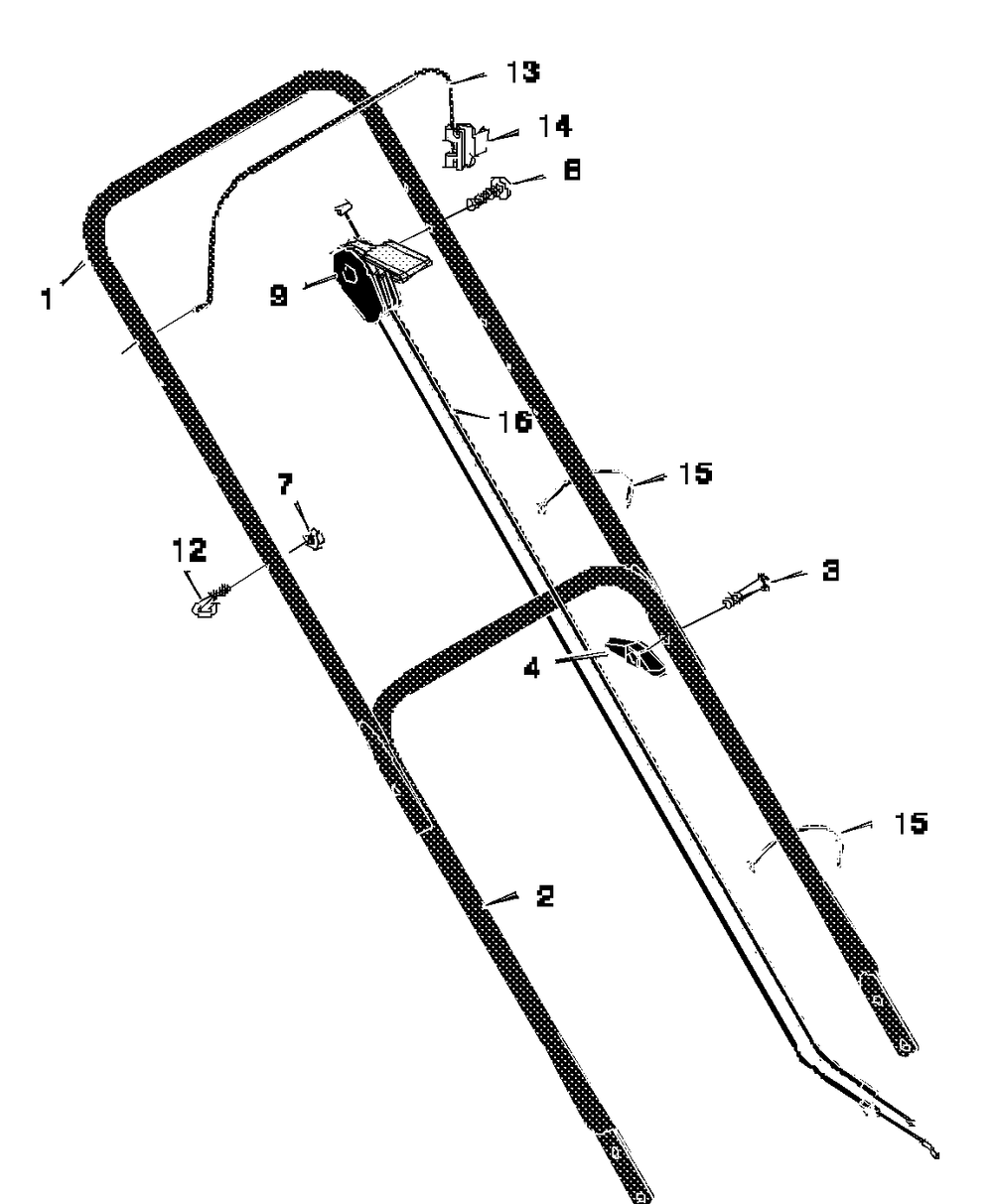 Handle Assembly Diagram and Parts List for 20405A 1997 Briggs and Stratton Lawn Mower